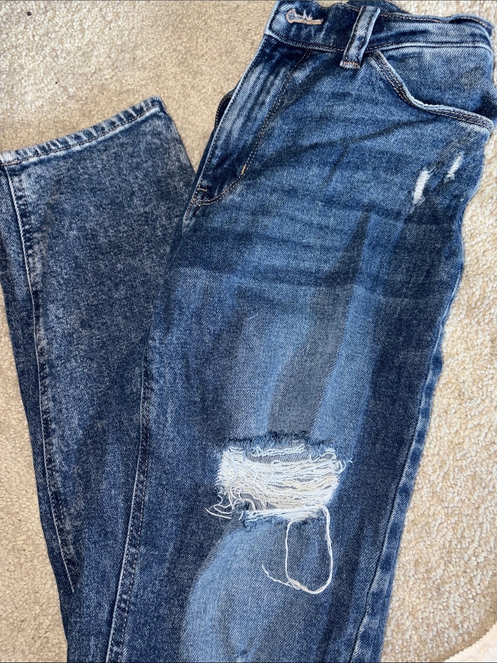 Ripped Dark Blue Boyfriend Jeans - Relaxed Everyday Style